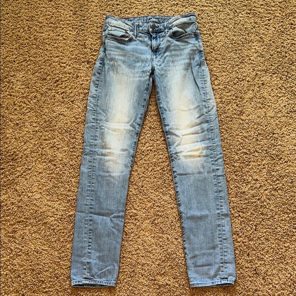American Eagle Outfitters Blue Skinny Denim with Natural Fading